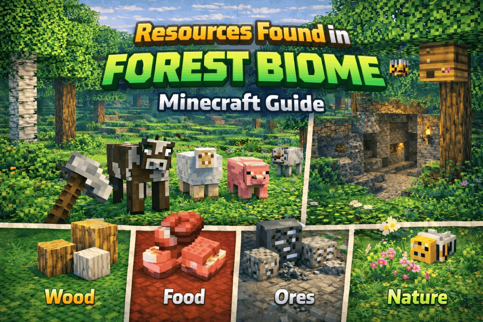 Resources Found in Forest Biome (Minecraft Survival Guide) | GAMQO