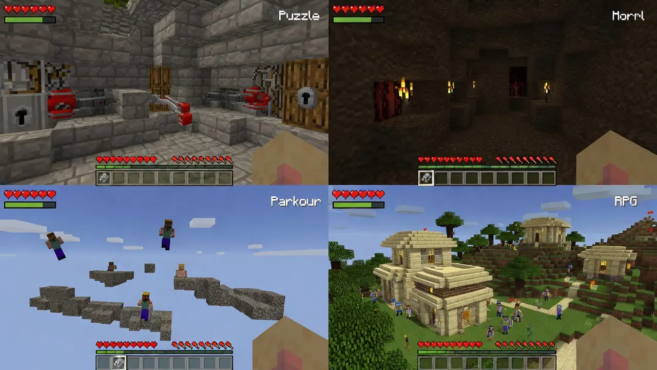 minecraft adventure mode map types puzzle horror parkour rpg