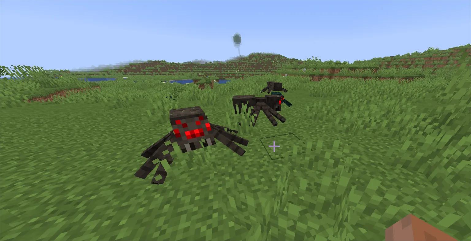 Minecraft spider climbing a wall at night