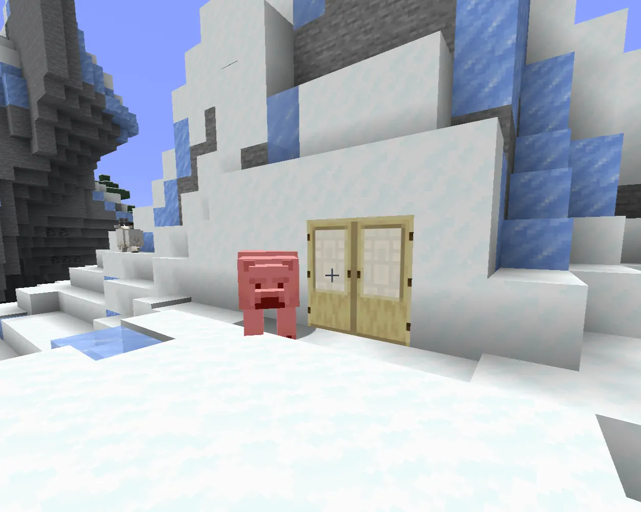 Minecraft snowy tundra biome with igloo and polar bear