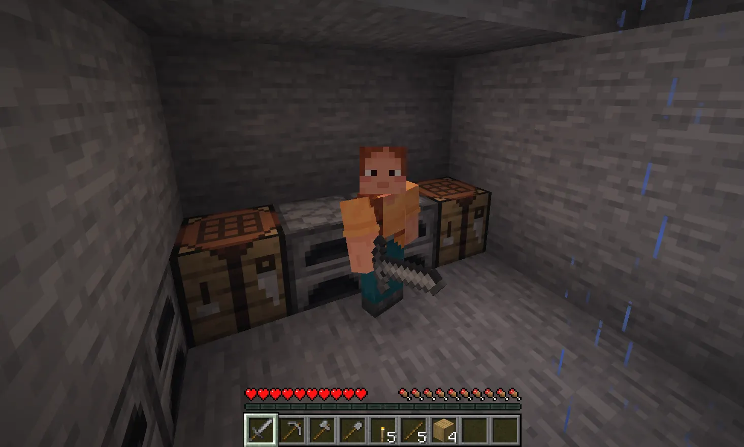 Upgrading from wooden to stone tools in Minecraft