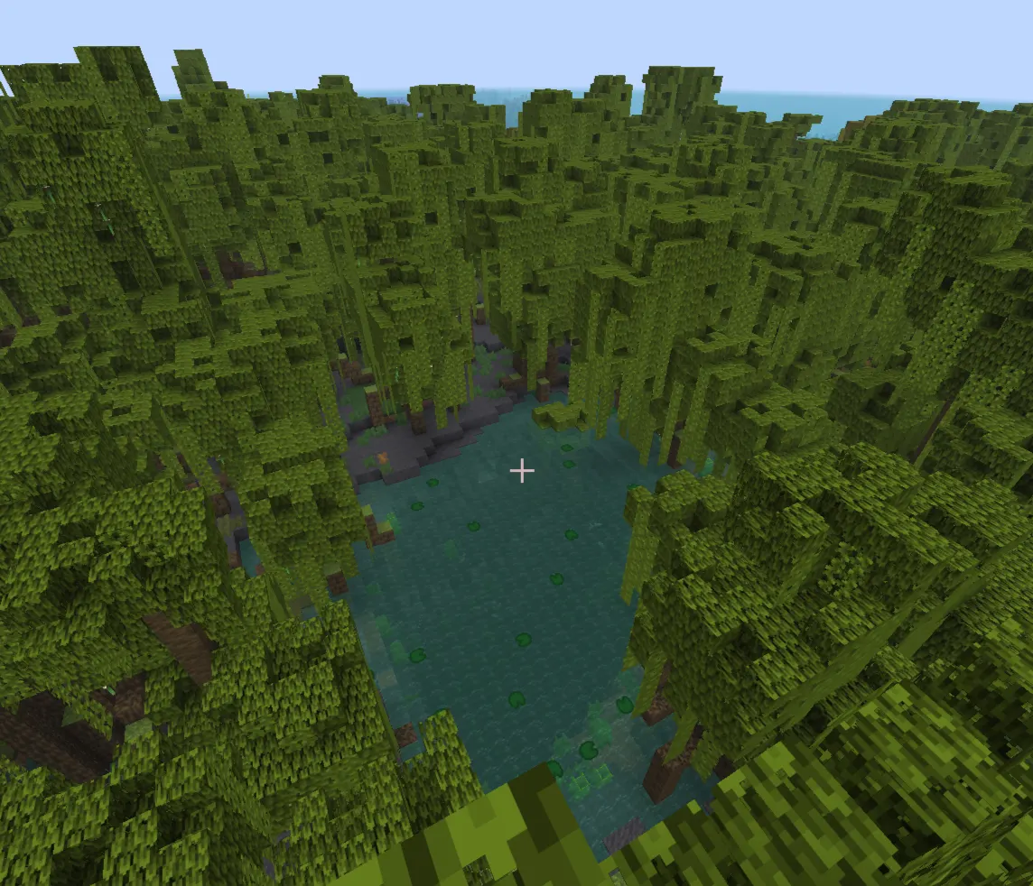  Minecraft mangrove swamp biome landscape with mud and shallow water