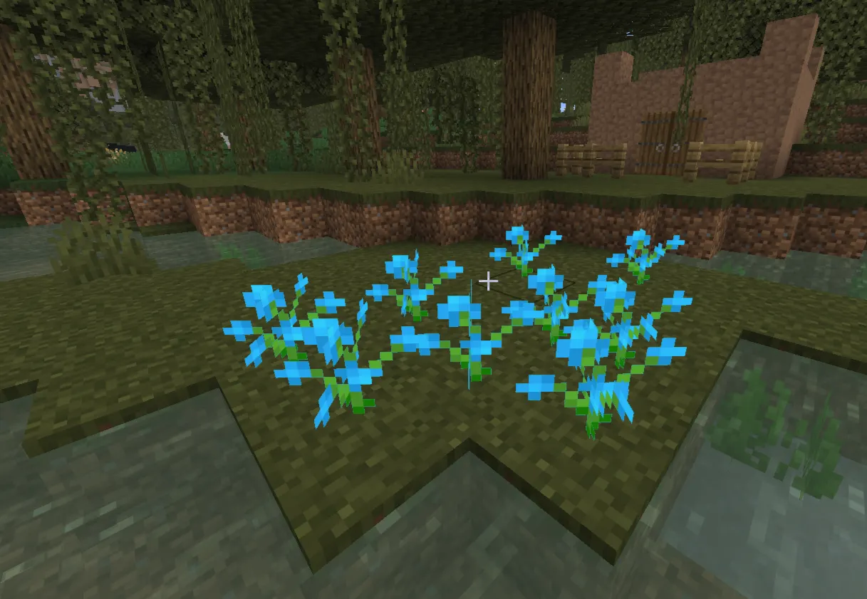 Blue orchids growing naturally in the Minecraft swamp biome