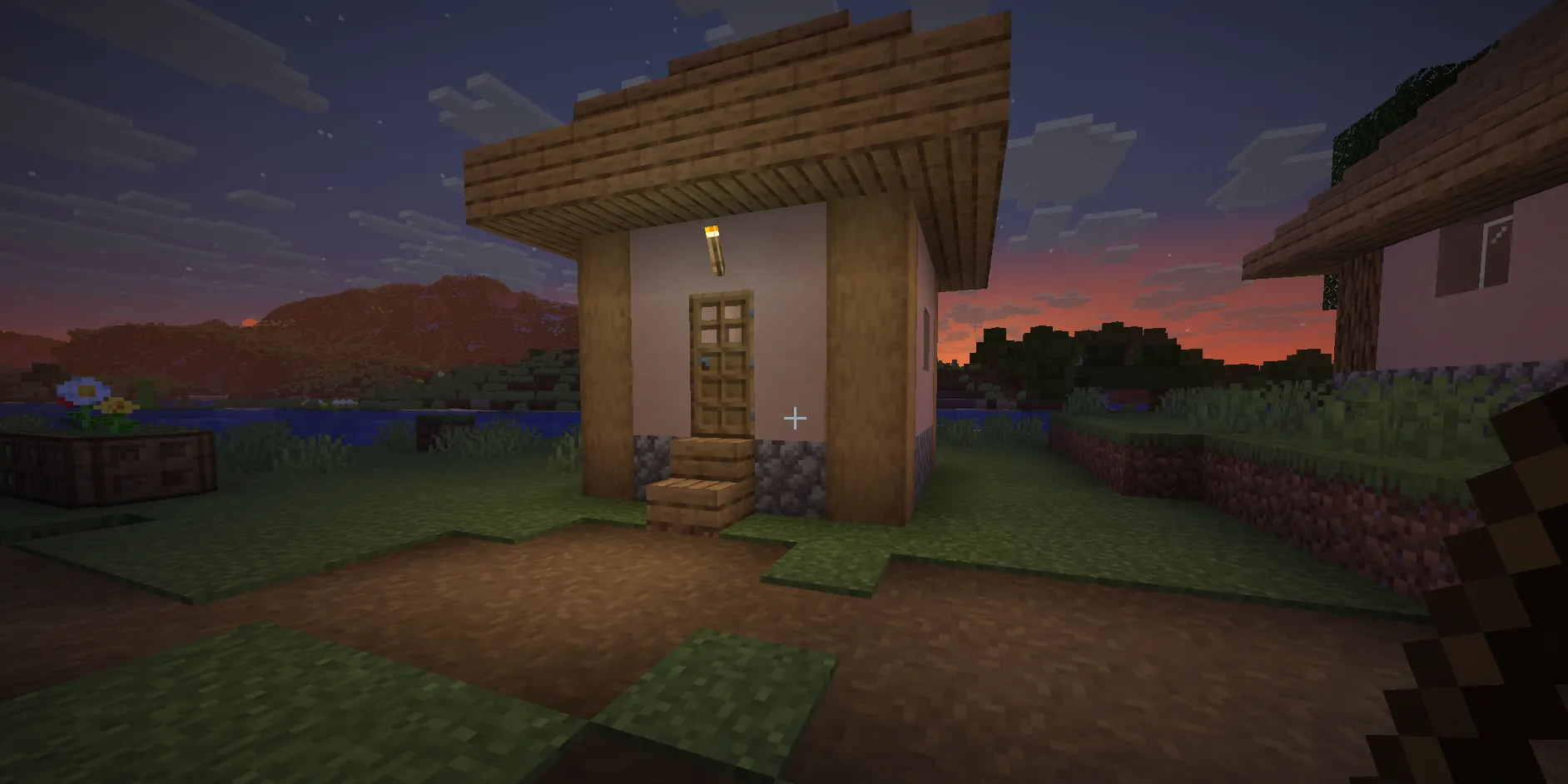  Minecraft early game survival using wooden tools and basic shelter