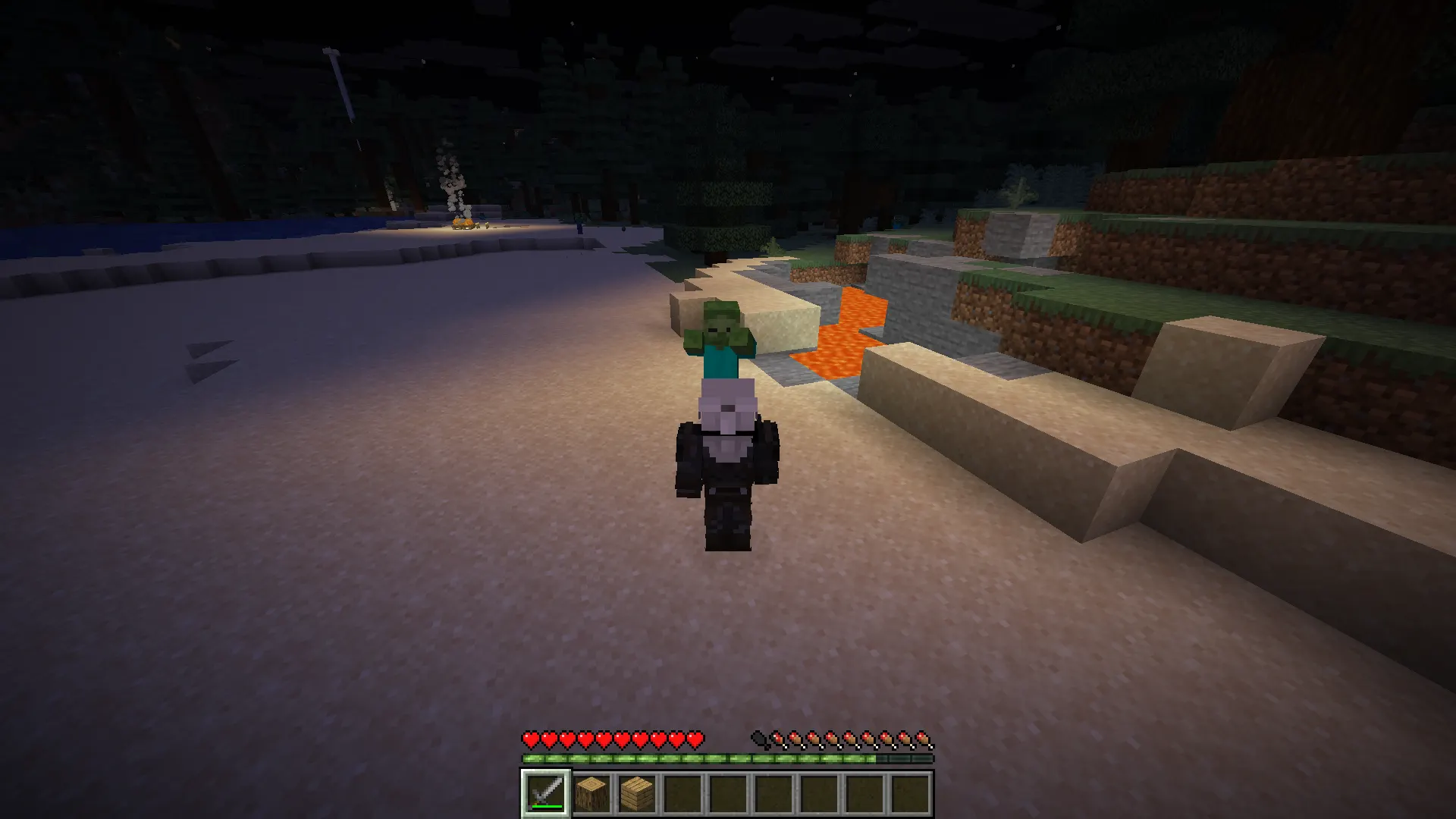 Zombies entering through doorway showing funnel strategy in Minecraft combat