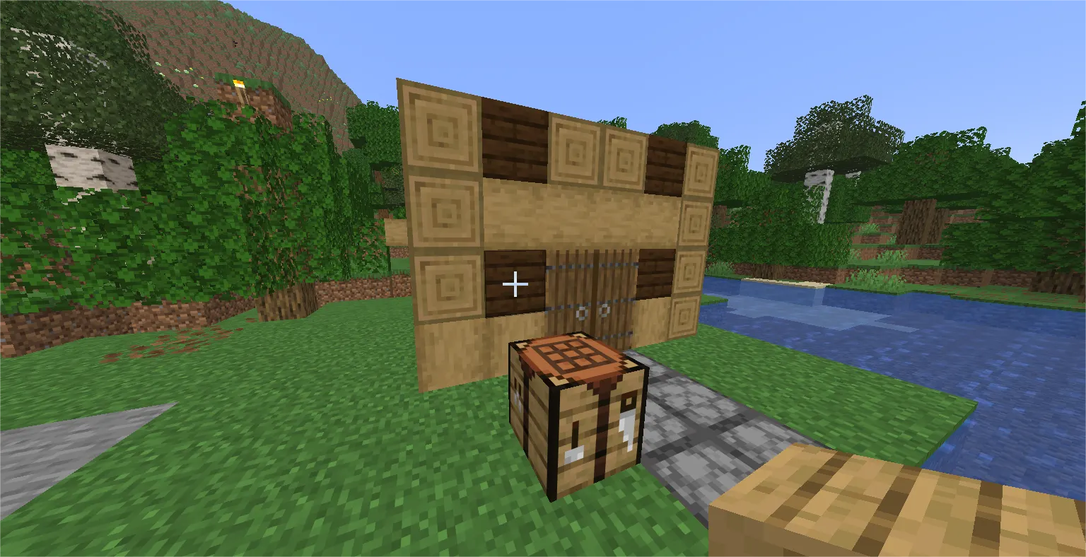  Placed a crafting table in Minecraft, ready to use for 3x3 crafting