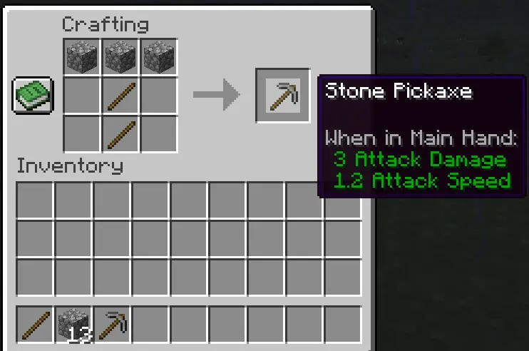 stone pickaxe recipe