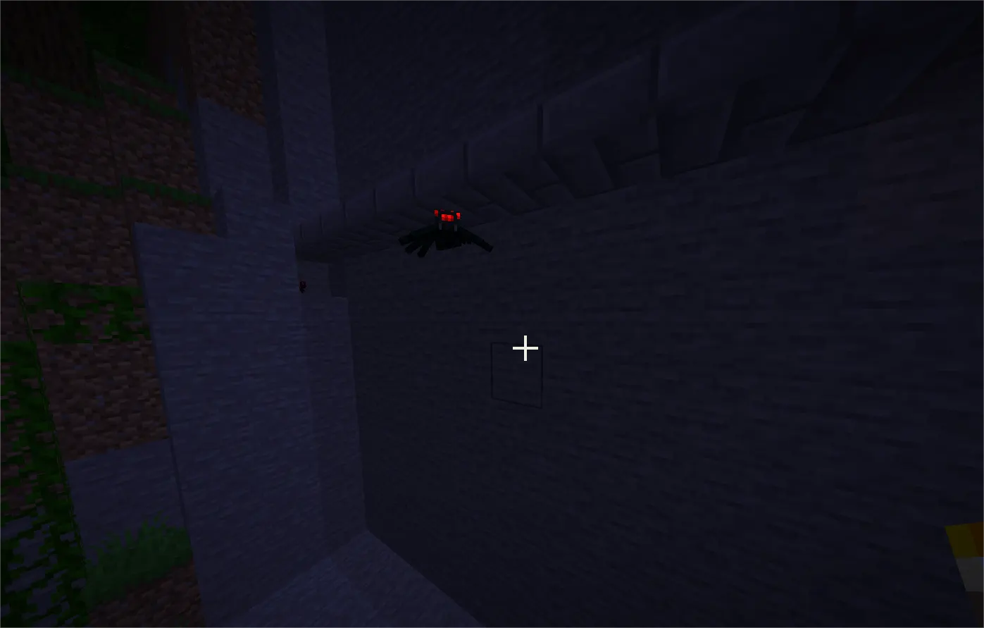 1-block overhang preventing spiders from climbing base walls in Minecraft