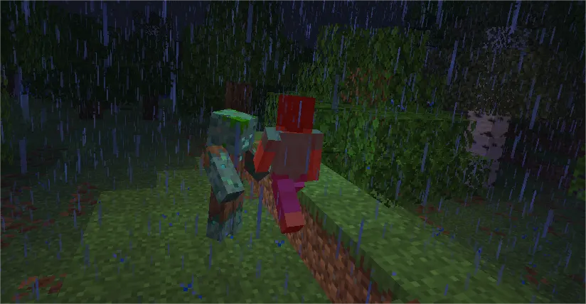 Drowned throwing trident at player from water in Minecraft combat