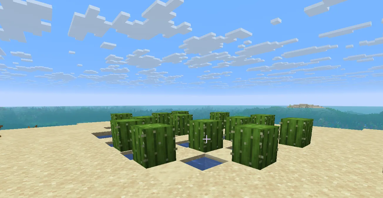 Simple Minecraft cactus auto farm in desert biome using block breaking mechanic