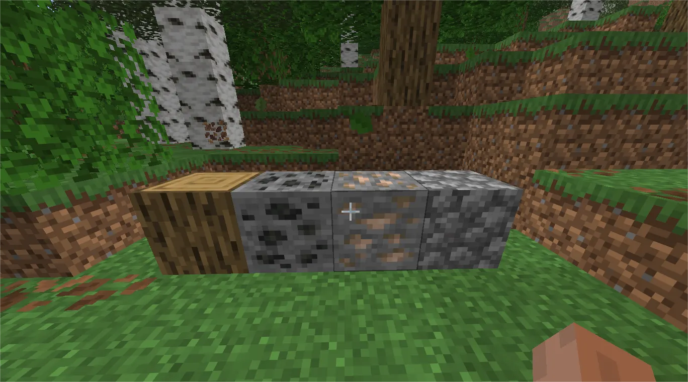 Minecraft essential crafting materials including wood stone coal and iron
