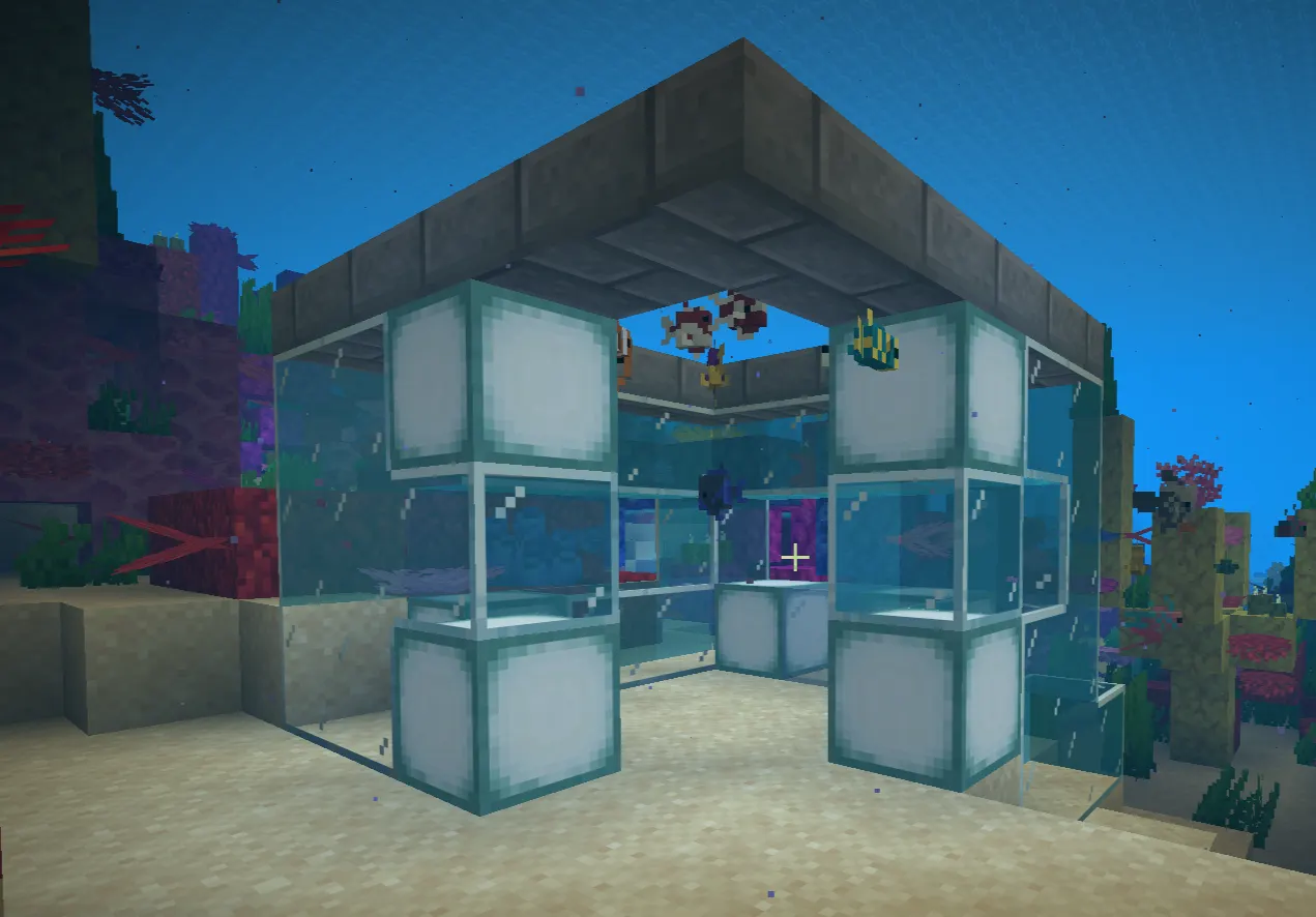 Underwater glass dome base in Minecraft warm ocean biome
