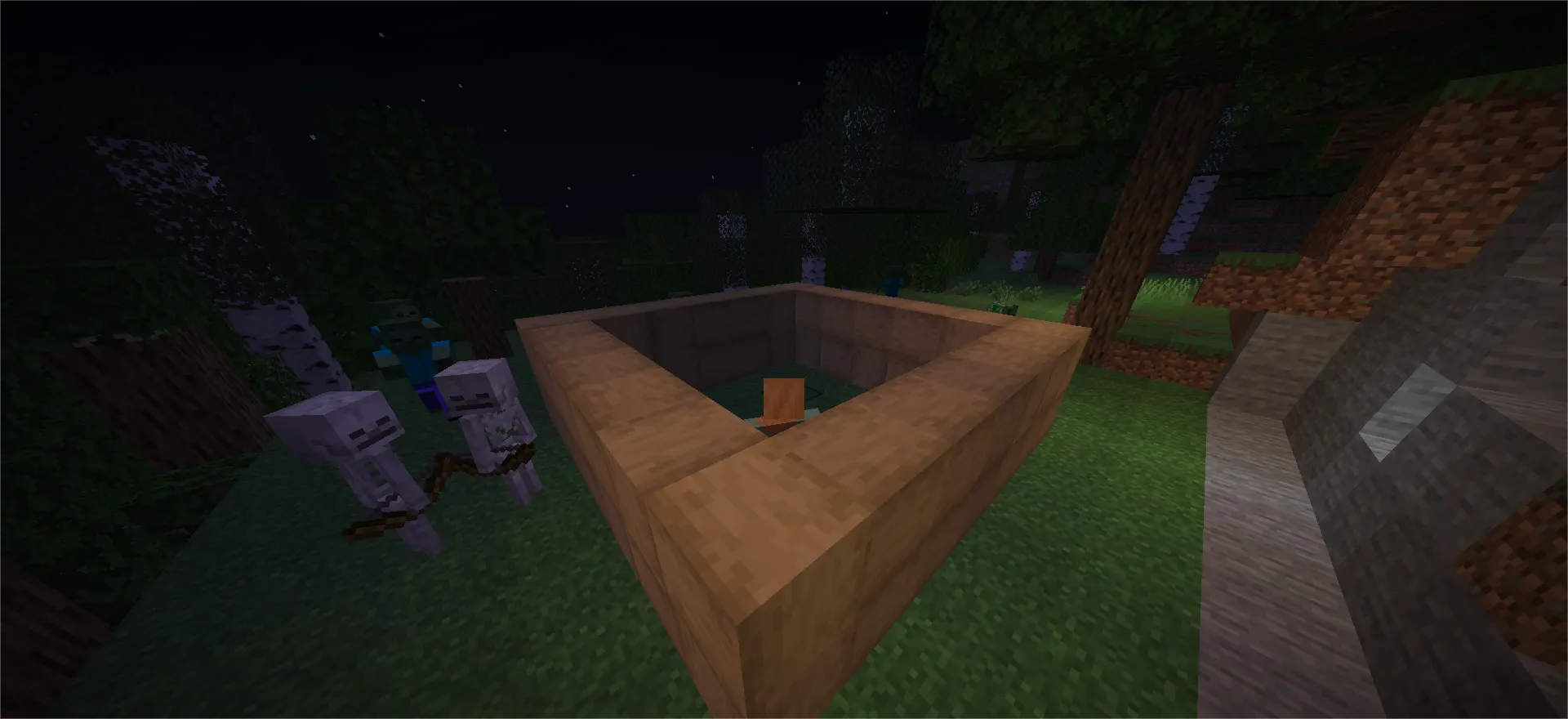 Minecraft mob spawning range between 24 and 128 blocks from player