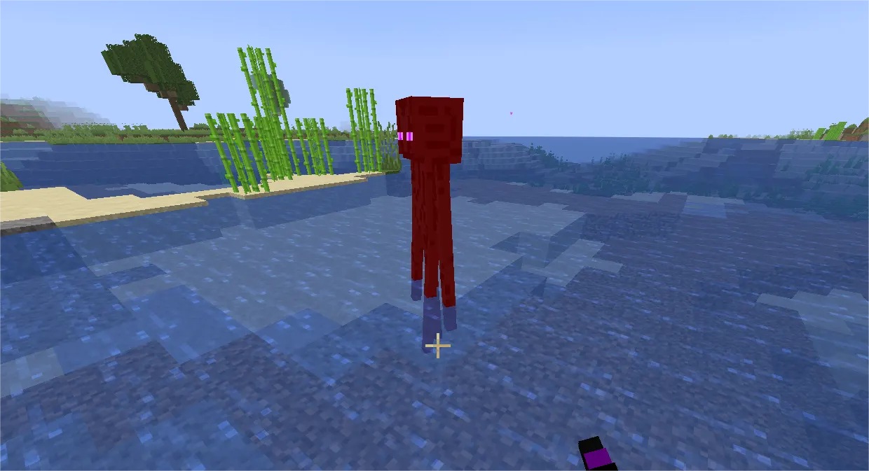 “Enderman taking damage from water in Minecraft showing its weakness”