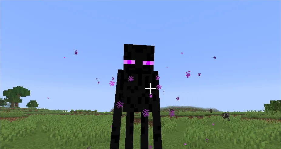 “Player looking at Enderman triggering aggressive behavior in Minecraft”