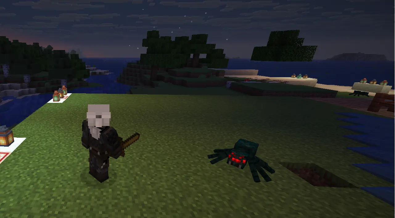 Minecraft spider jumping forward to attack player mid-air