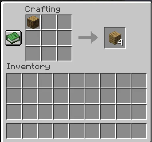  Minecraft crafting recipe converting logs into wooden planks
