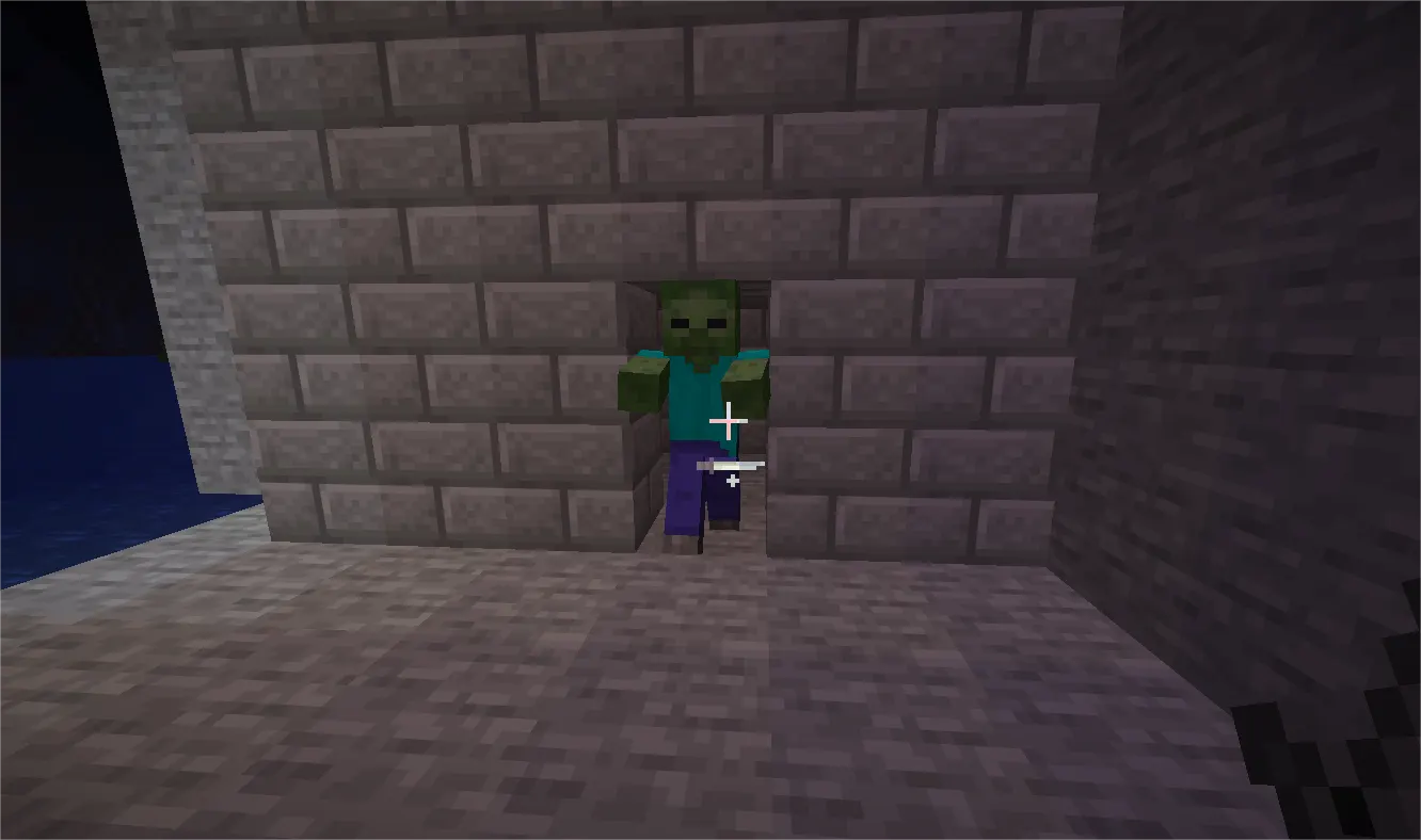 Zombie entering Minecraft base through small wall gap mistake