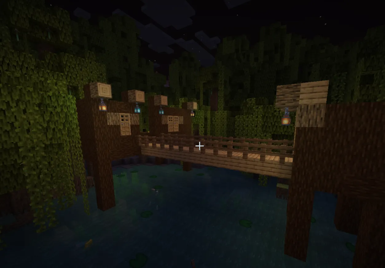  Mangrove swamp stilt house built in Minecraft