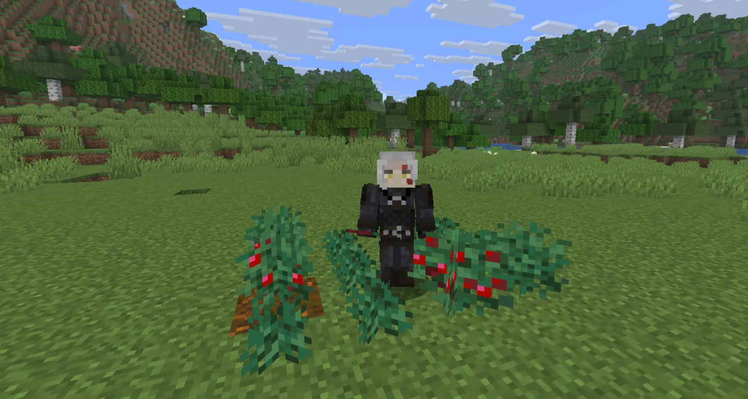  Sweet berry bushes in Minecraft taiga biome used as early game food
