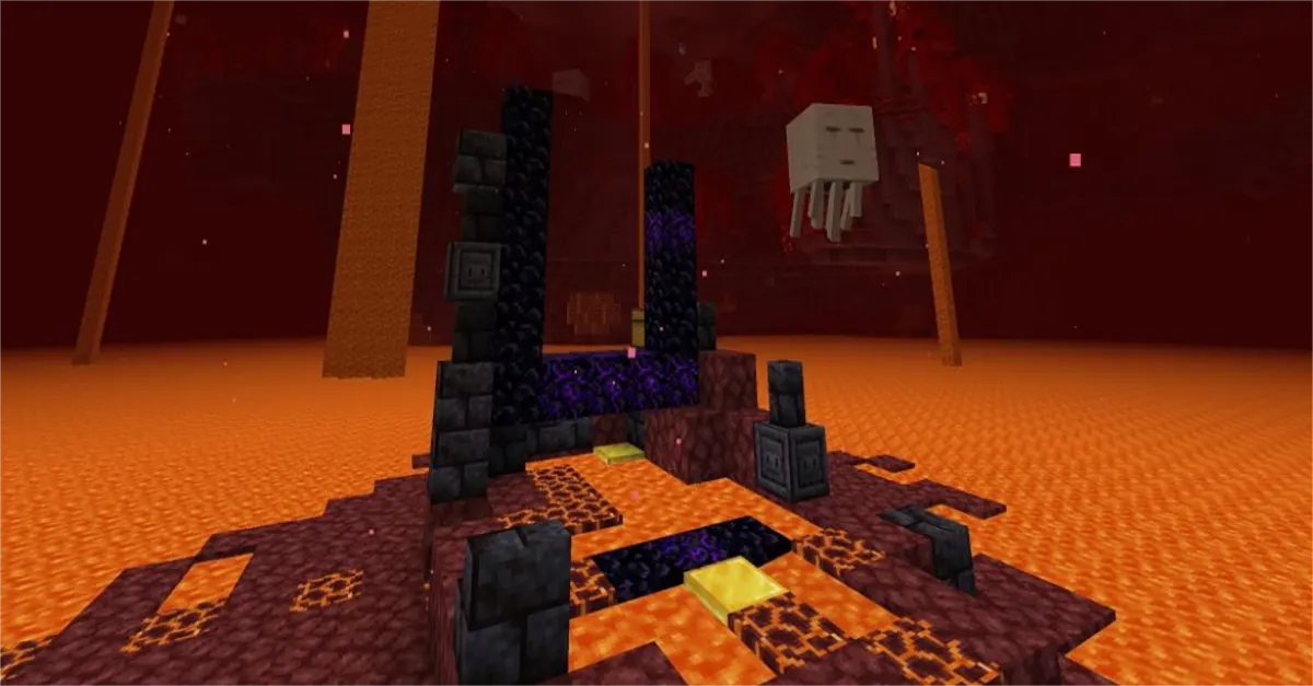 Mob spawning in Minecraft Nether with ghasts and piglins