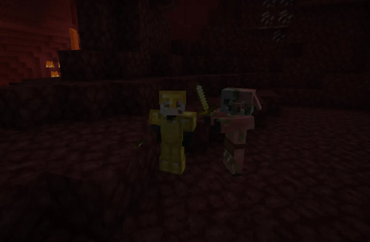 Minecraft Nether Fortress blaze spawner room with blazes