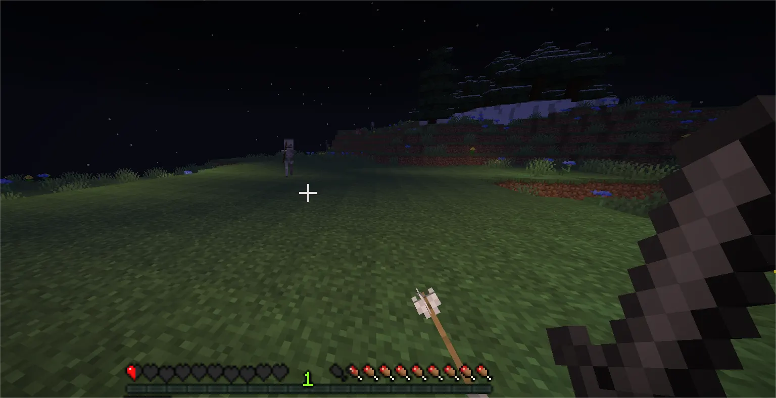 Player attacked by skeleton in open area without cover in Minecraft