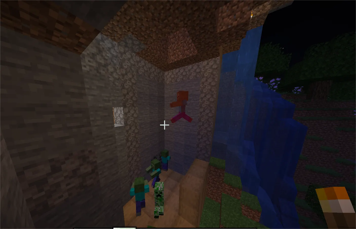 Basic Minecraft mob farm design with falling mobs system