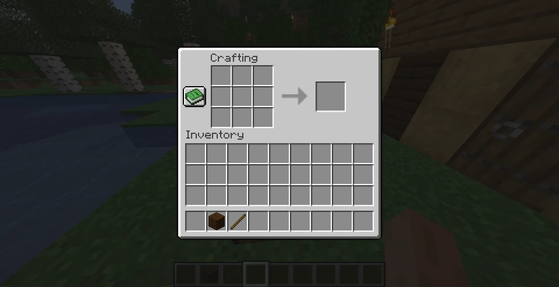 Minecraft crafting table interface showing the 3x3 crafting grid