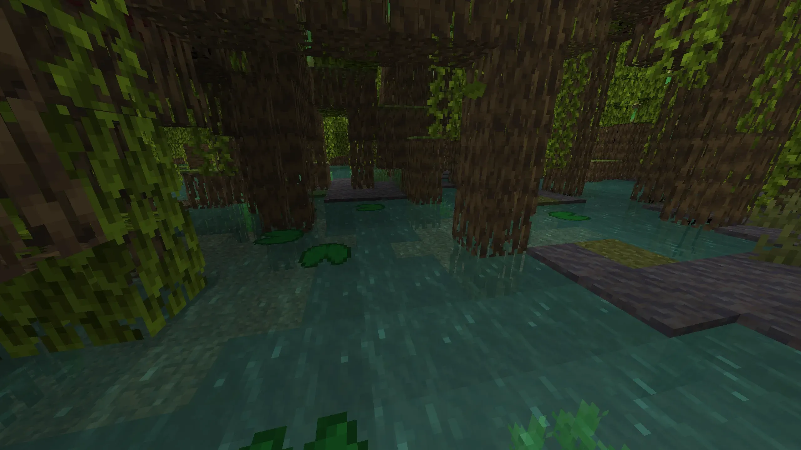 Mangrove tree with propagules growing in Minecraft