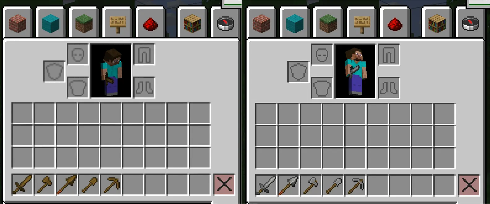  Minecraft wooden vs stone tools comparison showing upgrade progression