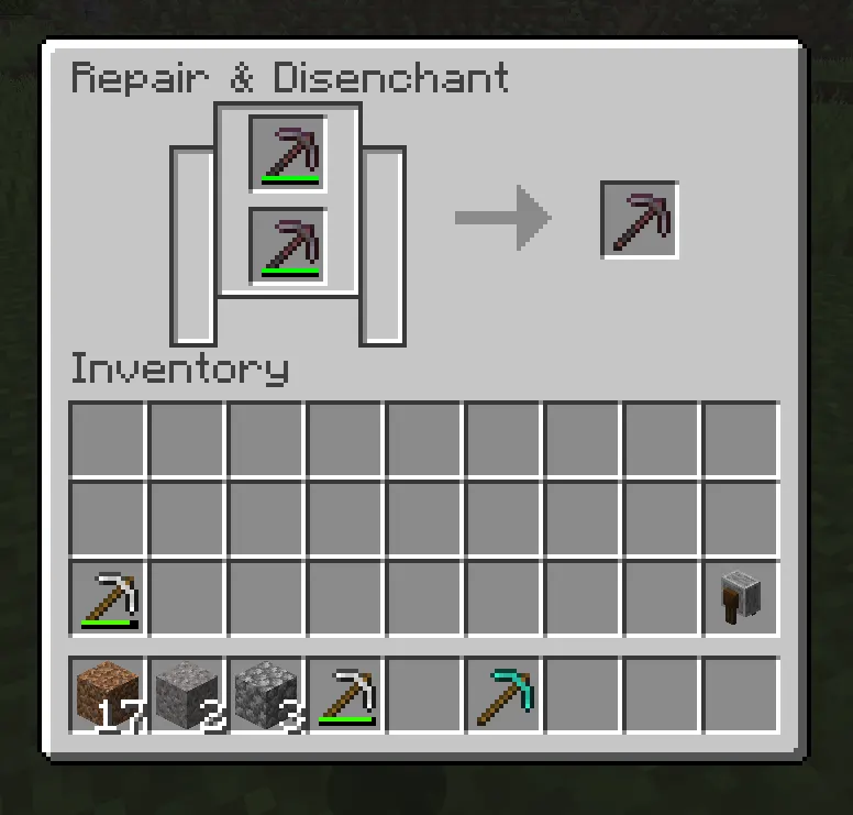 Minecraft grindstone removing enchantments from tools