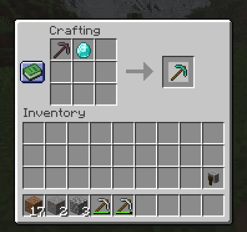 Minecraft anvil repairing diamond pickaxe with diamonds