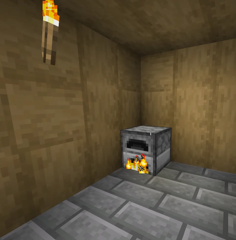 Minecraft furnace and torches early survival setup