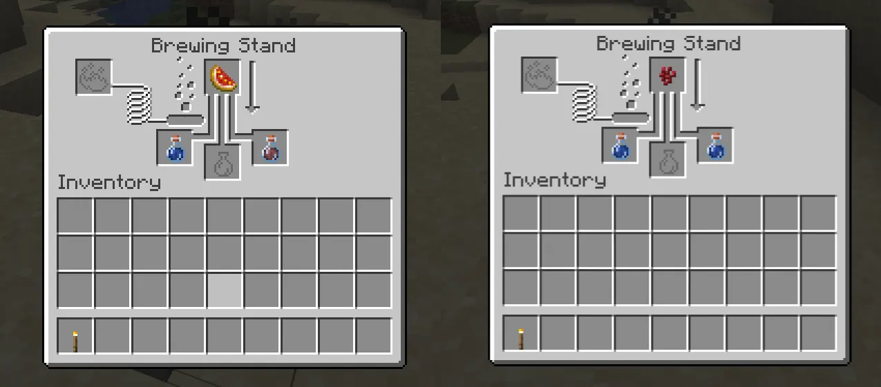 Minecraft potion brewing mistake showing useless, mundane potion result