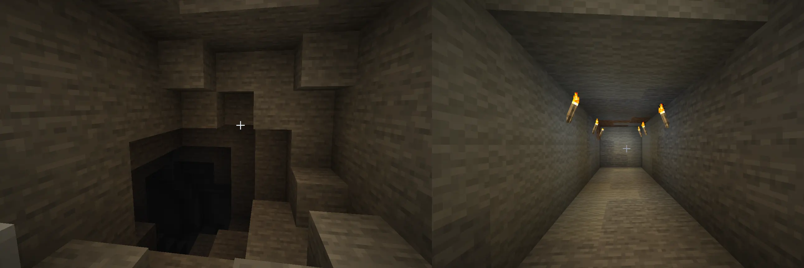 Cave mining compared to strip mining for iron in Minecraft