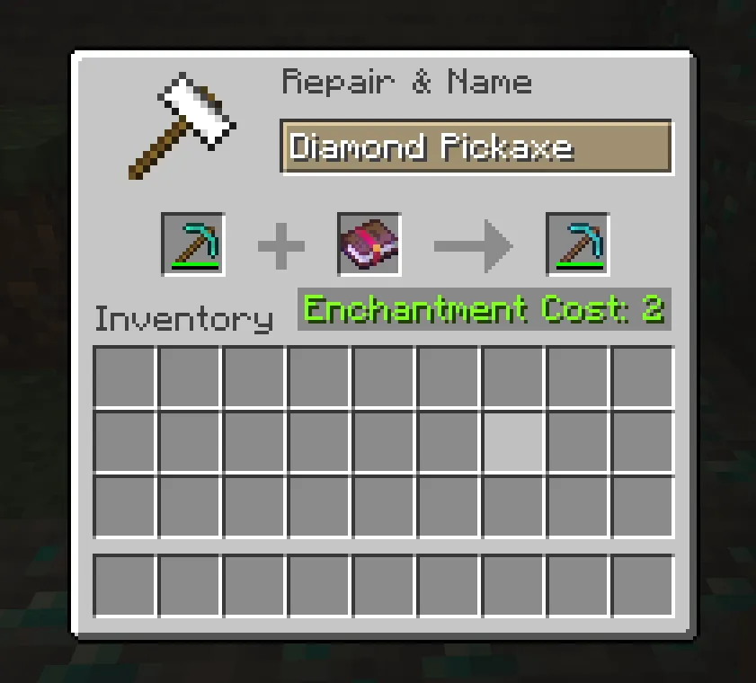Combining enchantments using an anvil in Minecraft