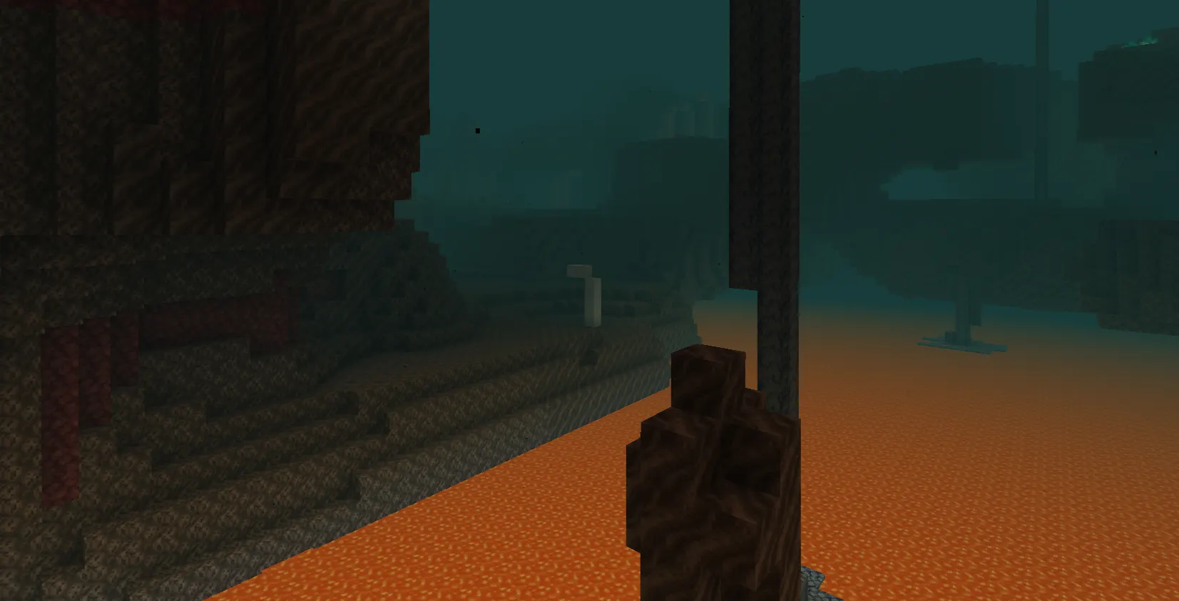 Nether Fortress visible from a distance in Minecraft