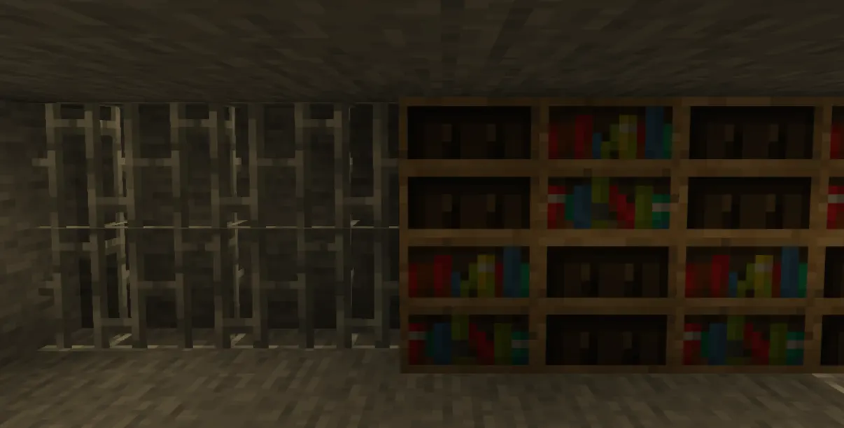 Minecraft Stronghold library and prison rooms