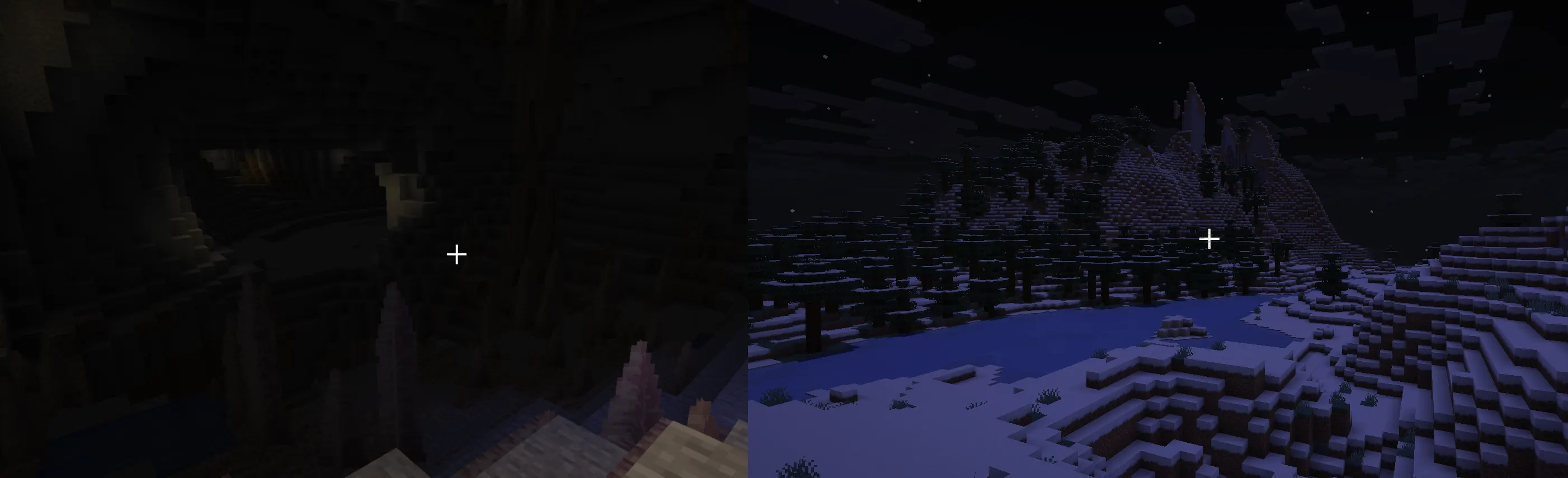 Jagged Peaks and Frozen Peaks mountain biomes where Ancient Cities commonly generate