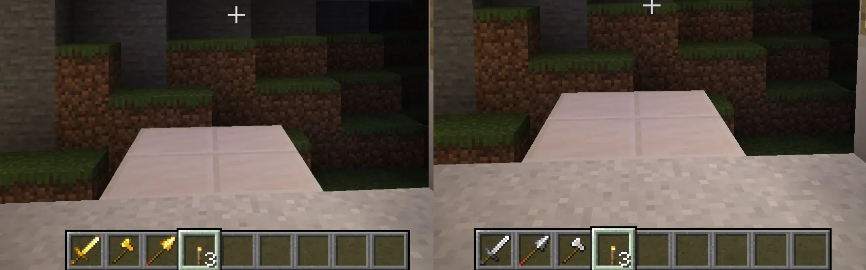Gold tools vs iron tools durability comparison in Minecraft