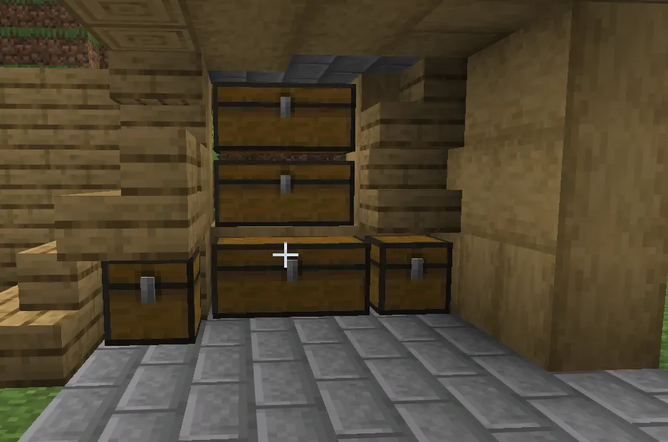 Minecraft under stair storage design with hidden chests and compact organization