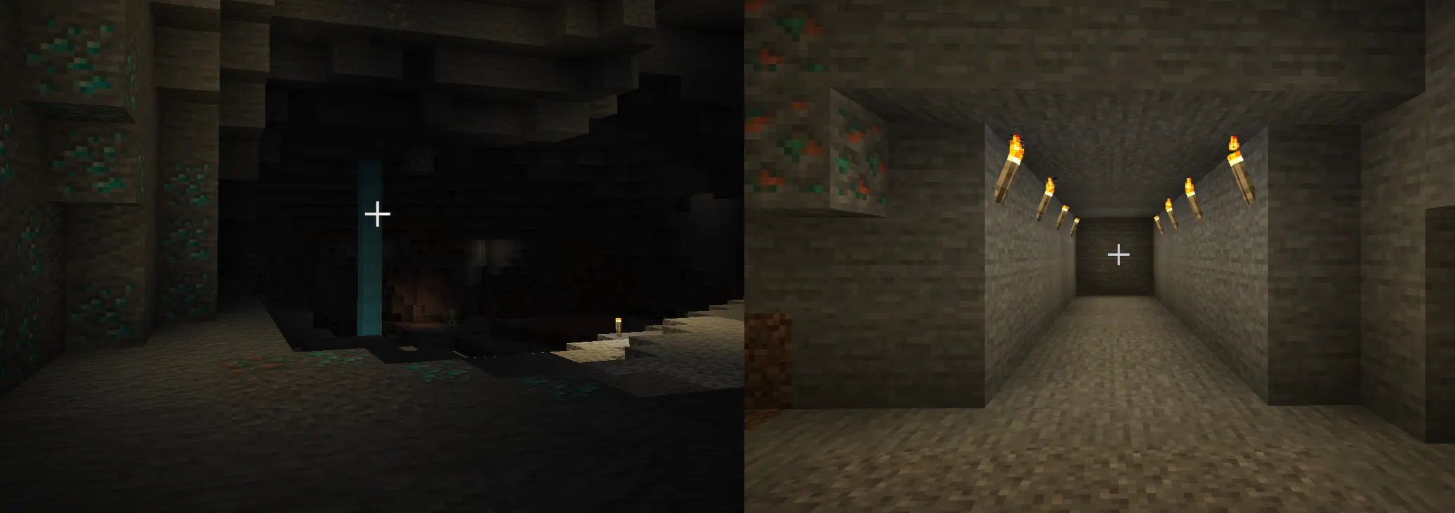 Comparison between branch mining and cave mining for diamonds in Minecraft
