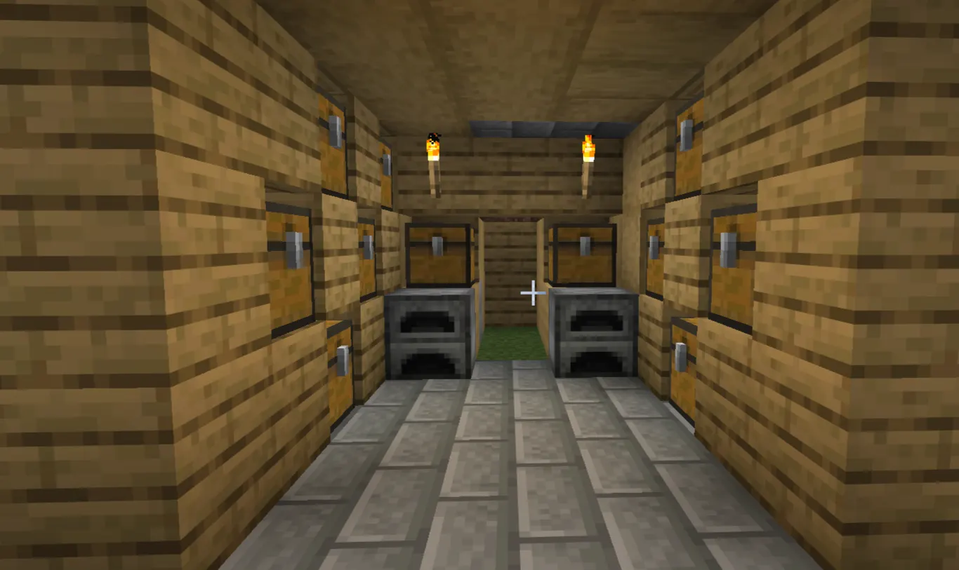 Minecraft mine entrance storage room for organizing mining resources
