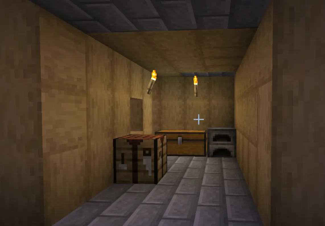 Simple Minecraft starter base storage wall using chests and item frames