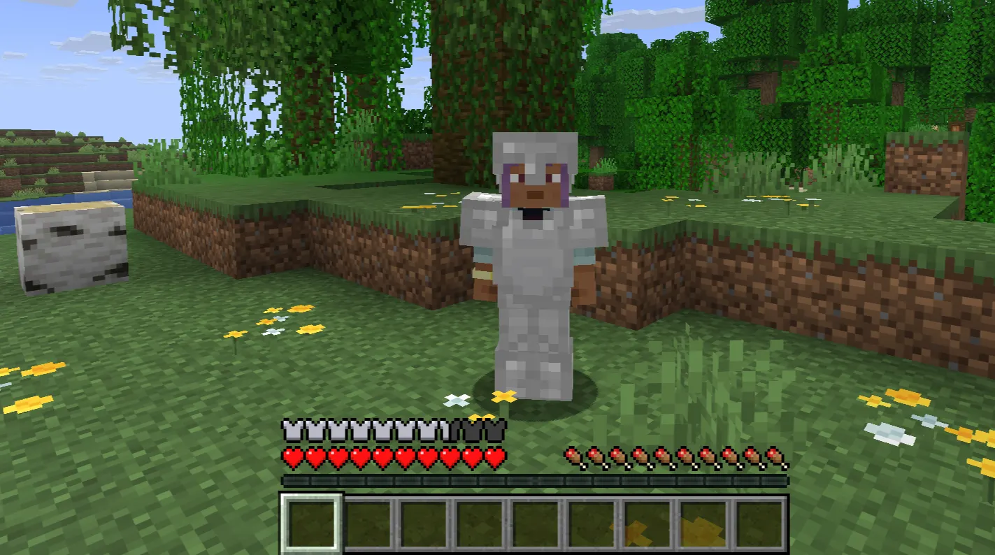Fresh Minecraft survival world spawn with trees nearby