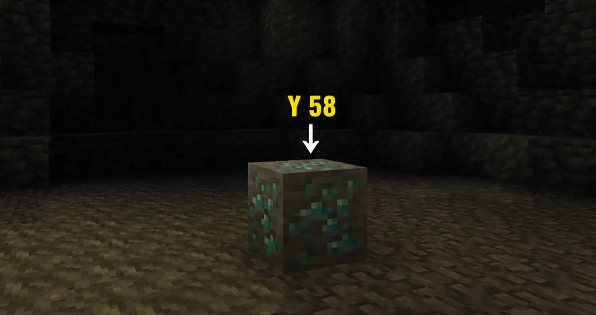 Diamond ore generation in Minecraft deepslate layer near Y minus 58