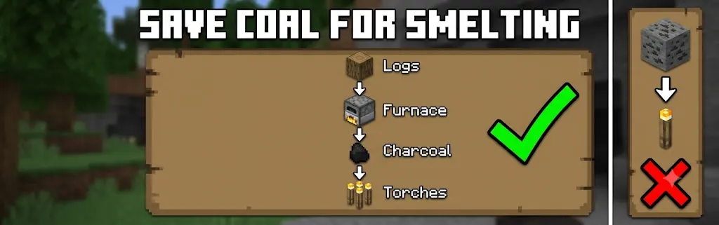 Using charcoal instead of coal for torches in Minecraft