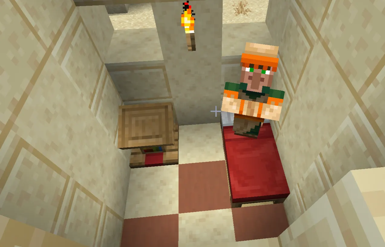  Small villager trading room used to reroll Mending trades