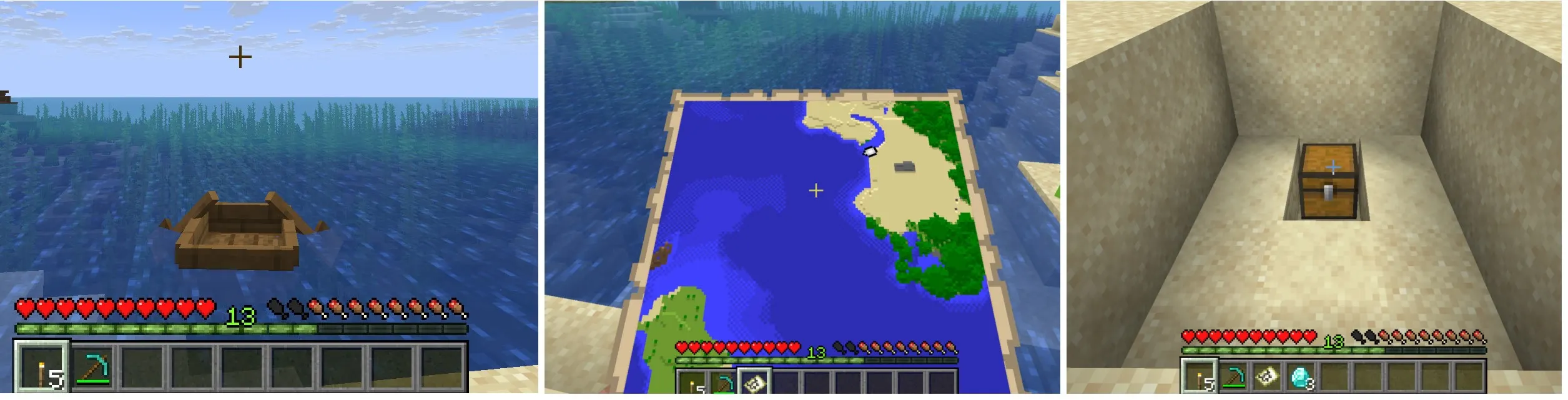 Finding diamonds fast using buried treasure maps in Minecraft